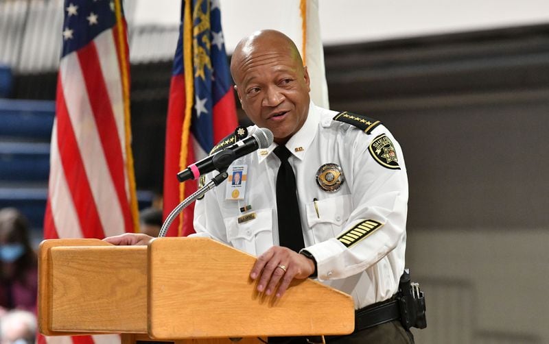 January 7, 20201 Marietta - Craig Owens, new Cobb County Sheriff, speaks during the Swearing-In Ceremony of Chairwoman of Cobb County Board of Commissioners, at Cobb County Civic Center in Marietta on Thursday, January 7, 2021. (Hyosub Shin / Hyosub.Shin@ajc.com)