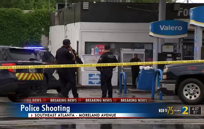 The GBI is investigating after a man was fatally shot by police during a standoff at a gas station in southeast Atlanta on Thursday afternoon. Courtesy of Channel 2 Action News