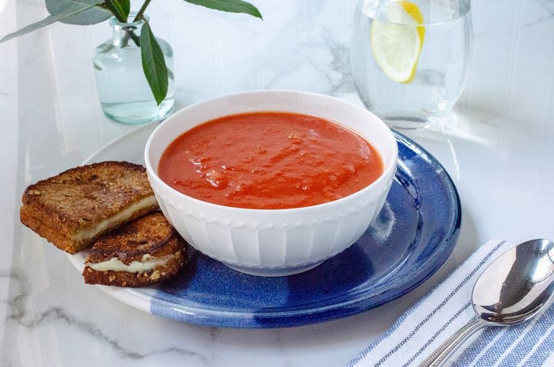 Pair this homey tomato soup with a grilled cheese sandwich. Food styling by Cynthia Graubart
(Virginia Willis for The Atlanta Journal-Constitution)