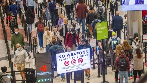 The Transportation Security Administration caught a record number of guns carried by passengers in the U.S. in 2021, and officers at Atlanta's Hartsfield-Jackson International Airport caught more than those at any other U.S. airport.