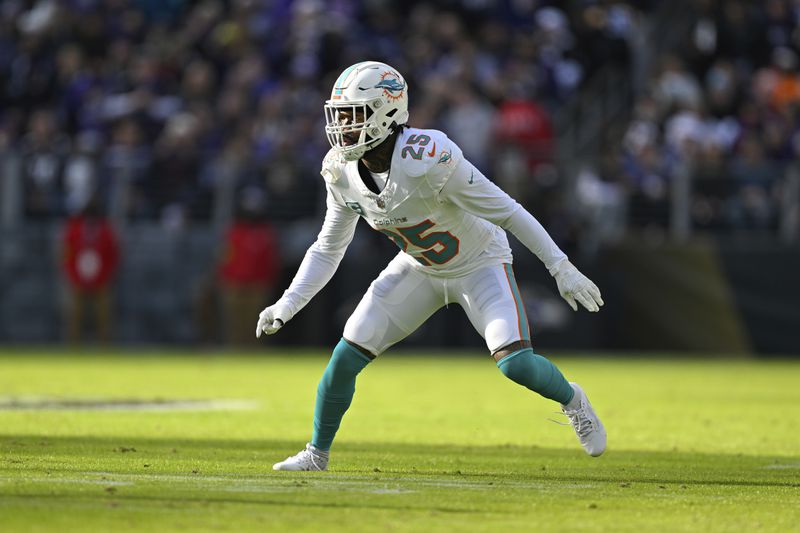 FILE - Miami Dolphins cornerback Xavien Howard in action during the first half of an NFL football game, Dec. 31, 2023, in Baltimore. (AP Photo/Terrance Williams, File)