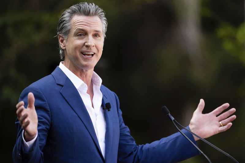 FILE - California Governor Gavin Newsom speaks at the opening ceremony for Panda Ridge, the new exhibit at the San Diego Zoo Thursday, Aug. 8, 2024, in San Diego. (AP Photo/Derrick Tuskan, File)