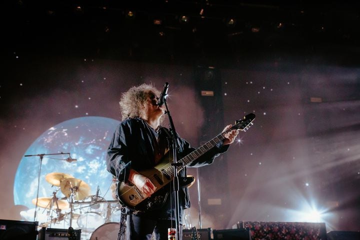 The Cure performs to an excited crowd at the State Farm Arena on June 27, 2023. (Sophie Harris for The Atlanta Journal-Constitution).