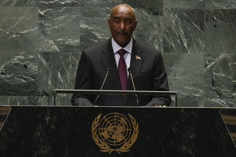 Gen. Abdel-Fattah al-Burhan, President of the Transitional Sovereign Council of Sudan, addresses the 79th session of the United Nations General Assembly, Thursday, Sept. 26, 2024, at U.N. headquarters. (AP Photo/Frank Franklin II)