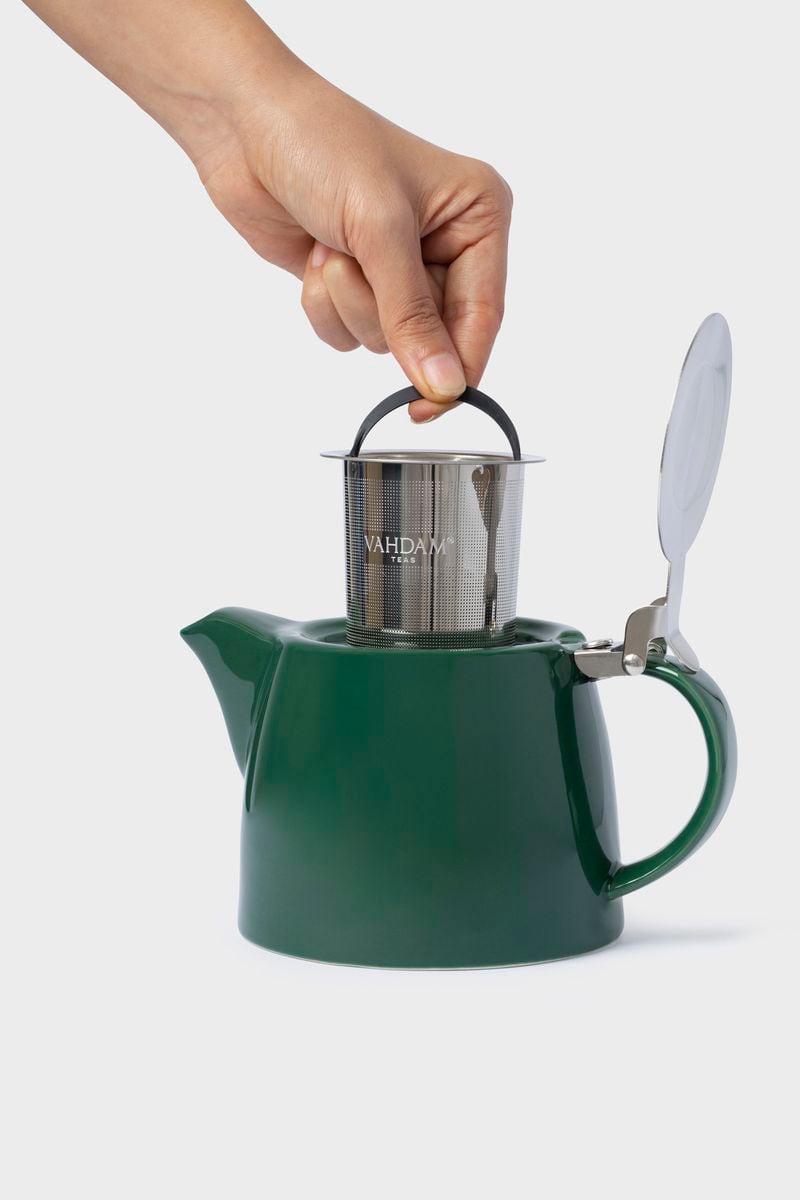 Easily brew tea in a two-in-one teapot by Vahdam India.
(Courtesy of VAHDAM India)