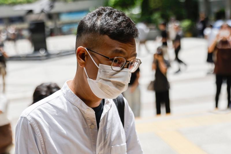 Patrick Lam, the former acting editor-in-chief of Hong Kong's now shuttered pro-democracy news outlet Stand News arrives at the District Court in Wan Chai, Hong Kong, ahead of a sentencing hearing for two former Stand News editors convicted of sedition, Thursday, Sept. 26, 2024. (AP Photo/May James)