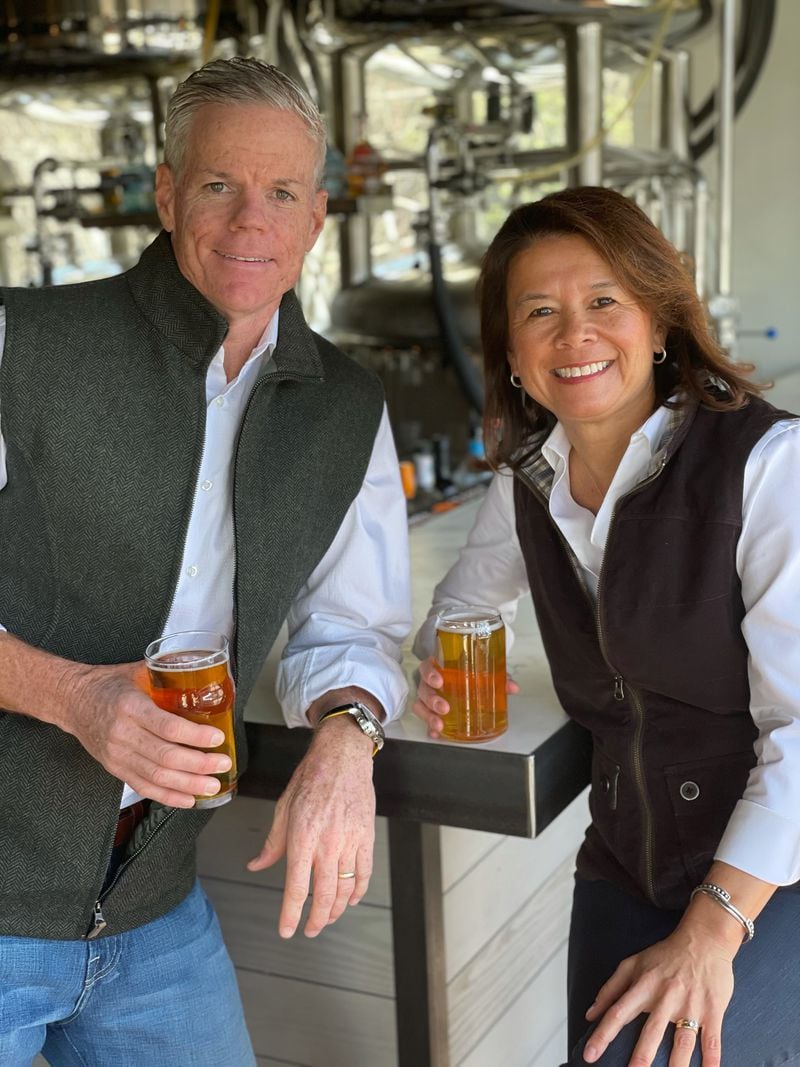 Chris and Cathy McDonald, co-owners of Candler Rail Brewery. / Courtesy of Candler Rail Brewery