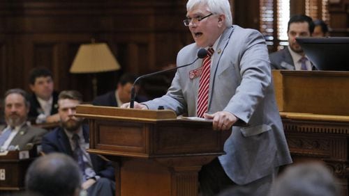 State Rep. Jay Powell, R-Camilla, presents House Bill 225, relating to ride sharing networks. The measure originally failed, then passed on Crossover Day. BOB ANDRES /BANDRES@AJC.COM