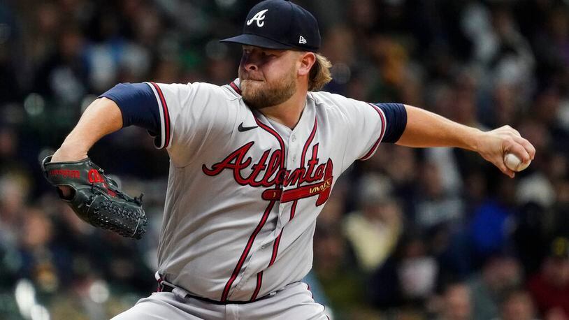 Atlanta Braves Pitcher A.J. Minter during the MLB game between the