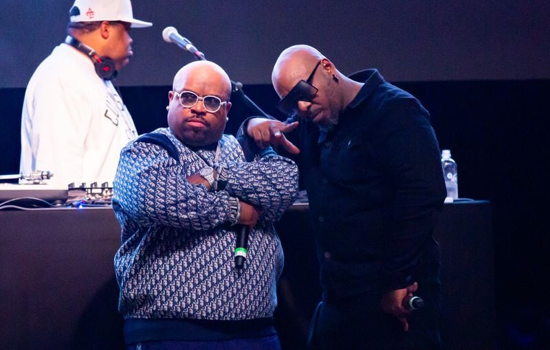 CeeLo Green (left) and Sleepy Brown joined Big Boi for the final show of the "Big Night Out" concert series at Centennial Olympic Park on Oct. 25, 2020.