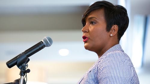 Atlanta Mayor Keisha Lance Bottoms speaks at a luncheon at the Atlanta Press Club in Atlanta, Ga., on Tuesday, June 18, 2019. (Casey Sykes for The Atlanta Journal-Constitution)