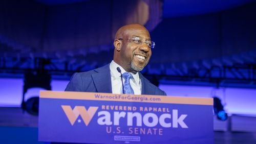 U.S. Sen. Raphael Warnock is the last Democrat standing after the party's other candidates for statewide office all fell short on Tuesday. He still has work to do, though, since his race against Herschel Walker will now be decided in a Dec. 6 runoff. (Arvin Temkar / arvin.temkar@ajc.com)