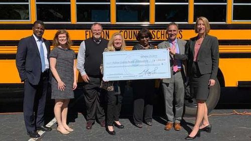 Members of the Environmental Protection Agency came to town Wednesday, Oct. 23, 2019 to award Fulton County Schools with its third grant of about $2 million to ditch diesel school buses for propane-powered buses. (Fulton County Schools)