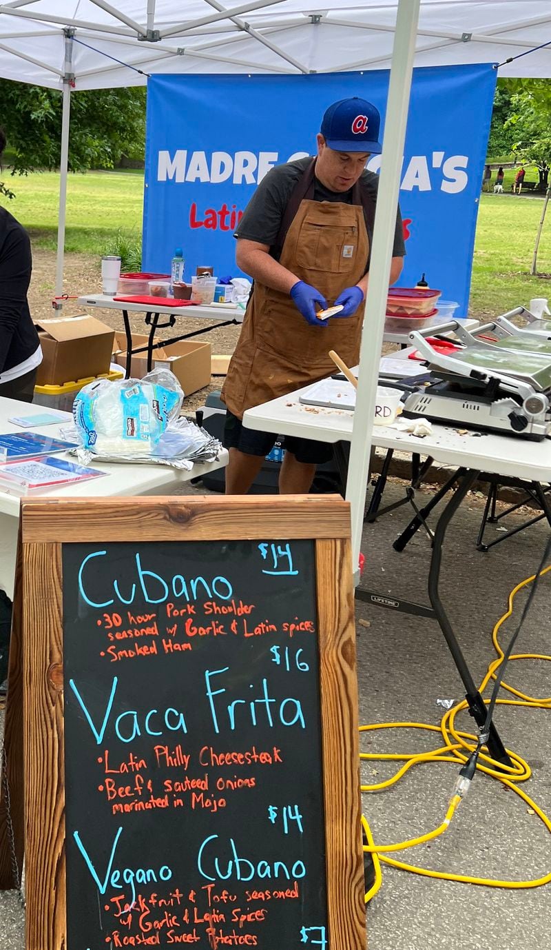 Alex Garcia makes three sandwiches as part of his Madre Garcia pop-up: Cubano, Vaca Frita and a vegan Cubano.  / Courtesy of Madre Garcia