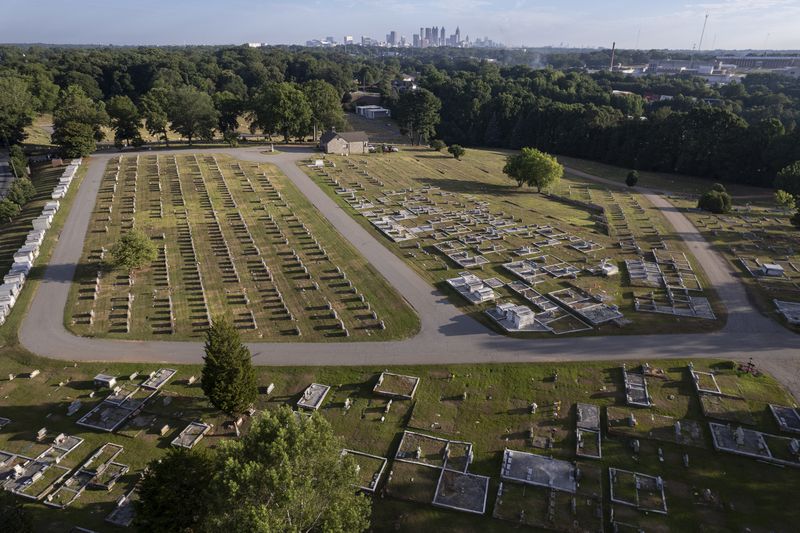Aerial photos of South-View Cemetery shot June 22. (Ben Gray/For the AJC)