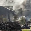 The fire at BioLab continues to present a steady flume across Conyers. Rockdale County residents had been under a shelter-in-place order after the fire broke out Sunday, but authorities lifted the order at 7:45 p.m. Monday. Officials then advised residents to hunker down again early Tuesday if winds pushed the plume overhead.