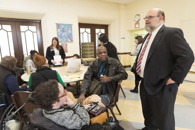 Executive Director Eric Jacobson (far right) offers final instructions to those participating in a Georgia Council on Developmental Disabilities-sponsored advocacy day last year at the Capitol. CONTRIBUTED