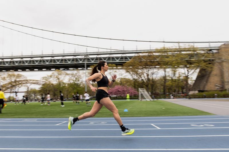 
                        Christine Cieslak runs at the Astoria Park track in Queens, April 22, 2024. Sprinting, at least for short distances, can be a great way to level up your workout routine. (Mimi d’Autremont/The New York Times)
                      