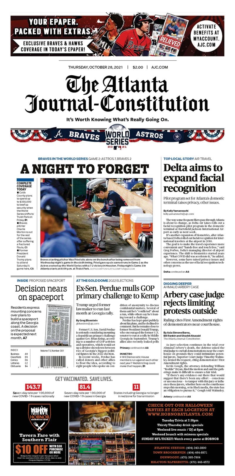 ‘Let’s Split’ – Atlanta Braves World Series section in today’s ePaper