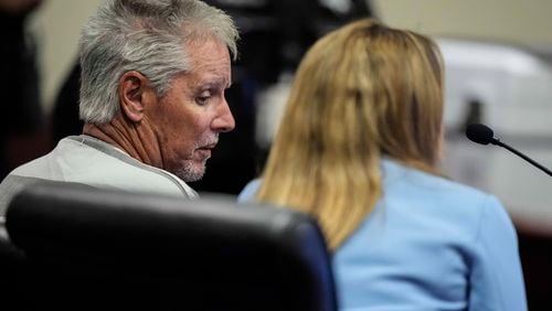 Colin Gray, 54, the father of Apalachee High School shooter Colt Gray, 14, sits in the Barrow County courthouse for his first appearance, on Friday, Sept. 6, 2024, in Winder, Ga. (AP Photo/Brynn Anderson)