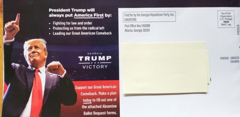 Georgia GOP mailer with absentee ballot application/AJC/Matt Kempner