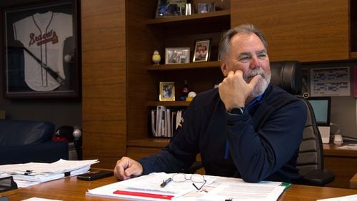 Mike Plant, in his office at SunTrust Park, is president and CEO of Braves Development Co. He represented the Braves at a Liberty Media investors conference in New York on Thursday.