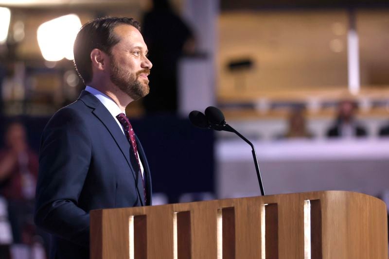 Jason Carter, grandson of former President Jimmy Carter, speaks to delegates at the Democratic National Convention in Chicago on Tuesday.