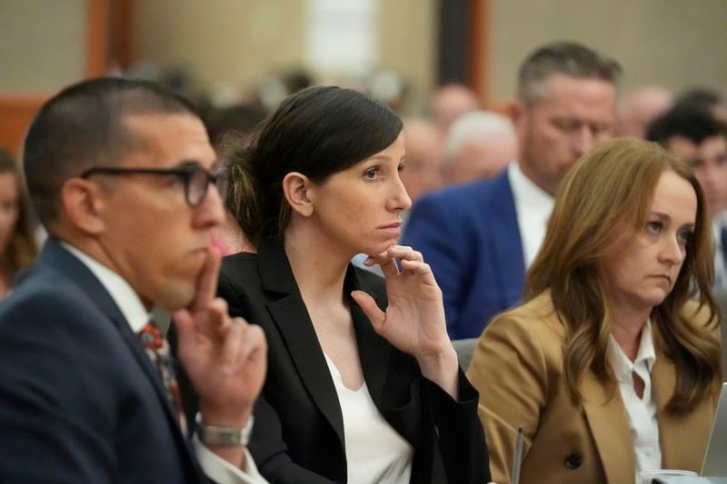 Kouri Richins, a Utah mother of three who wrote a children's book about coping with grief after her husband's death and was later accused of fatally poisoning him, looks on during a hearing Monday, Aug. 26, 2024, in Park City, Utah. (AP Photo/Rick Bowmer, Pool)