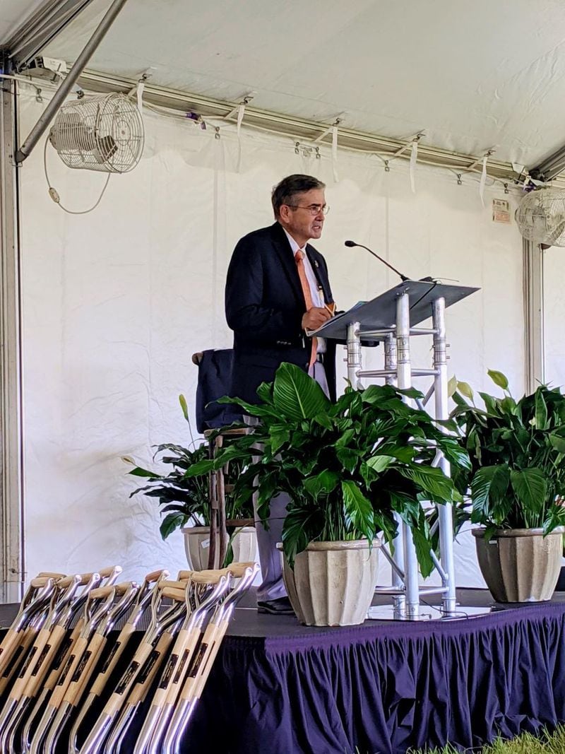 State Rep. Richard Smith delivers remarks at the groundbreaking of Mercer University's medical school campus in Columbus. Smith called it one of the city's "finest accomplishments."