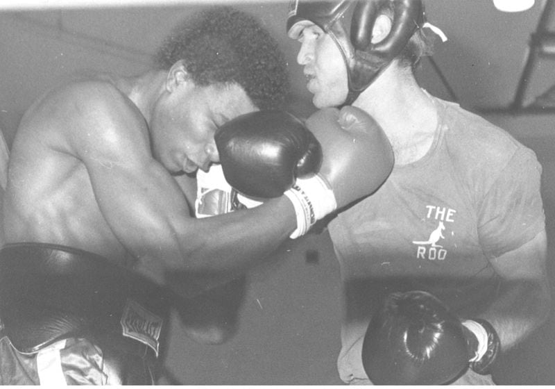 Golden Gloves contender Bill Torpy and “St. Louis” Goodum meet in the ring in 1983. Torpy was TKO’d in the third round.