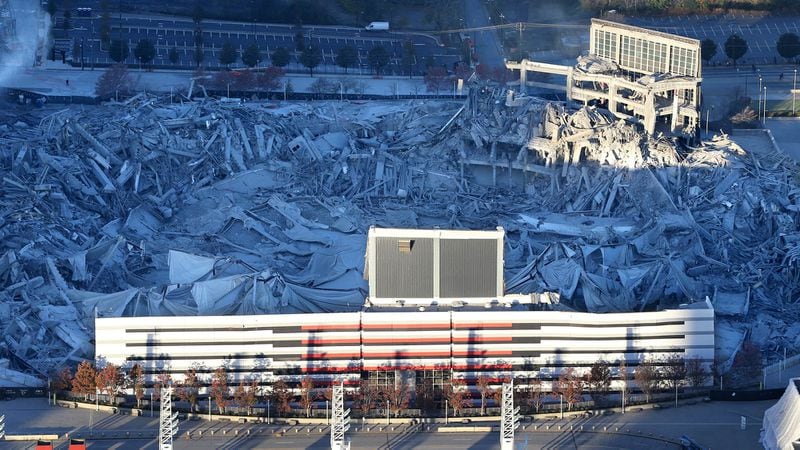 Two portions of the Georgia Dome remained standing after the implosion on Nov. 20, 2017.