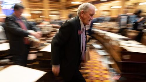 Rep. Tom McCall, R-Elberton, heads for the door just after Crossover Day came to an end early Friday morning. Ben@BenGray.com / Special