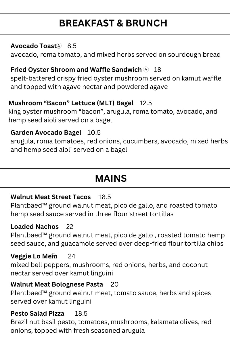 The menu for Plantbaed Cafe, now open in Vinings.