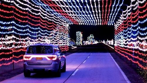 Nightly through Dec. 31, "Magic of Lights" offers a drive-through display at the Dixie Speedway, 150 Dixie Drive, Woodstock. (Courtesy of Family Entertainment Holdings)