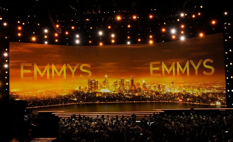 FILE - A view of the stage at the 71st Primetime Emmy Awards in Los Angeles, Sept. 22, 2019. (Photo by Chris Pizzello/Invision/AP, File)