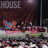 Several Morehouse College faculty members, including Samuel Livingston, displayed the flag of the Democratic Republic of Congo during President Joe Biden's commencement address to protest policies they say harm the country. Courtesy photo.