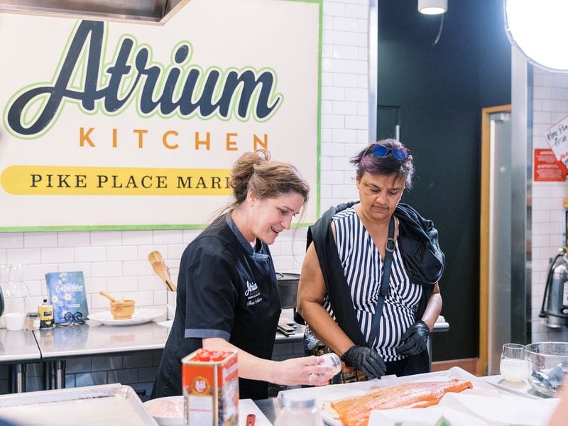 In Seattle’s Pike Place Market, book a tour and cooking class with Atrium Kitchen. 
(Courtesy of Atrium Kitchen at Pike Place Market / Andrew Garcia)
