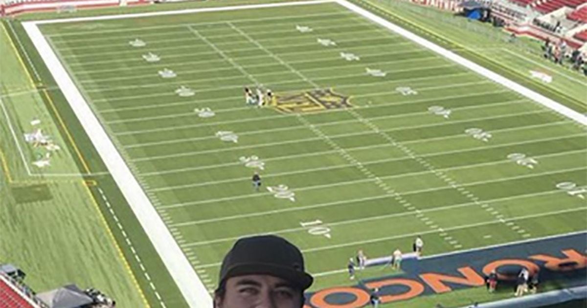 Broncos logo painted in BOTH end zones at Super Bowl 50 stadium