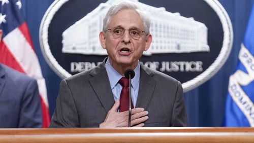 Attorney General Merrick Garland speaks during a news conference at the Department of Justice headquarters in Washington, Thursday, June 27, 2024. The Justice Department has charged nearly 200 people in a sweeping crackdown on health care fraud schemes nationwide with false claims topping $2.7 billion. (AP Photo/Jose Luis Magana)