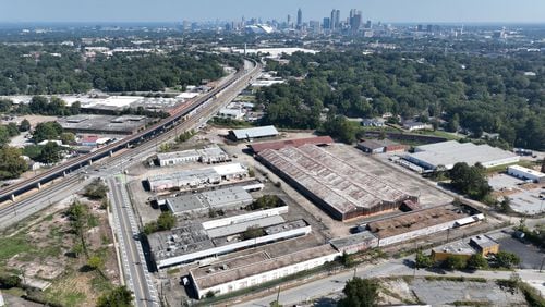 September 22 2022 Atlanta - Aerial photograph shows Murphy Crossing project site along the Beltline Westside Trail in Atlanta on Thursday, September 22, 2022. (Hyosub Shin / Hyosub.Shin@ajc.com)