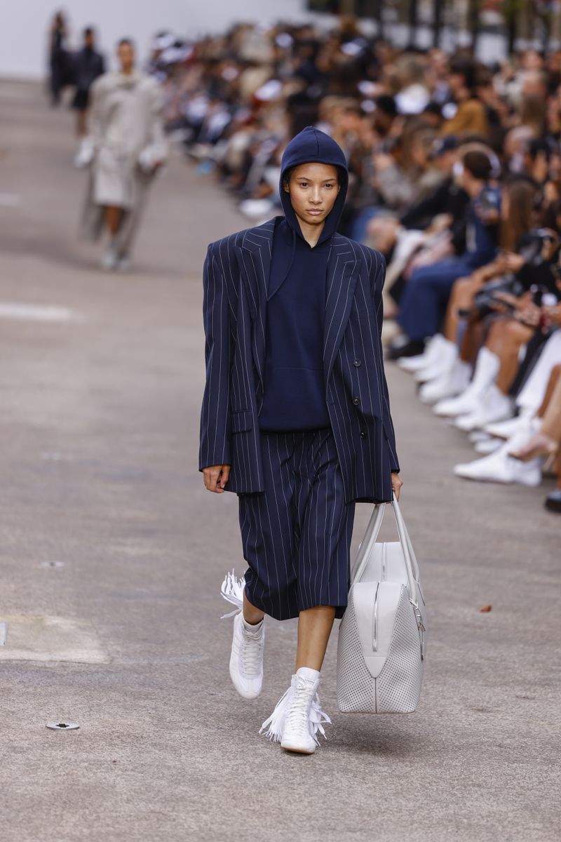 A model wears a creation as part of the Stella McCartney Spring/Summer 2025 collection presented Monday, Sept. 30, 2024 in Paris. (Photo by Vianney Le Caer/Invision/AP)