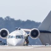 The wingtip of a Delta Air Lines aircraft struck the tail of another Delta plane at Hartsfield-Jackson International Airport on Tuesday, Sept. 10, 2024. There were passengers on board both planes, but no injuries are reported at this time, according to Hartsfield-Jackson and Delta. (John Spink/AJC)