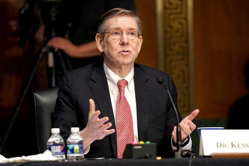 President Biden's Chief Science Officer for COVID Response David Kessler testifies to Congress on efforts to combat COVID-19, Tuesday, May 11, 2021 on Capitol Hill in Washington. (PHOTO by Jim Lo Scalzo/Pool via AP)