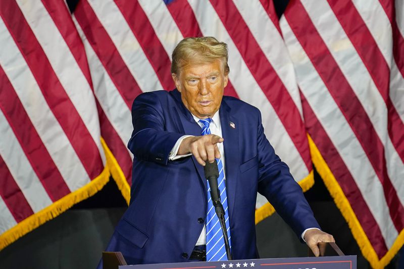 Republican presidential nominee former President Donald Trump speaks at a campaign event Tuesday, Oct. 1, 2024, at Discovery World in Milwaukee. (AP Photo/Andy Manis)