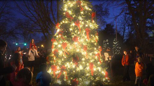 Roswell will host their Christmas tree lighting at 5 p.m. Dec. 4 preceded by a screening of the SEC championship game between UGA and Alabama from Mercedes-Benz Stadium in downtown Atlanta. (Courtesy of Roswell)
