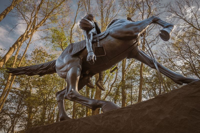 Freedom Monument Sculpture Park in Montgomery, Alabama will host almost 60 sculptures from 35 artists like this installation from Kehinde Wiley called "An Archaeology of Silence." Courtesy of Equal Justice Initiative ∕ Human Pictures