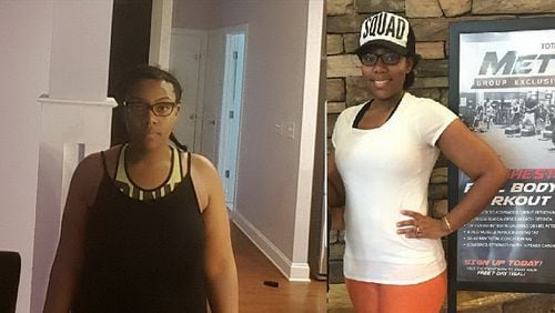 Da’Naia Broadus weighed 234 pounds when the photo on the left was taken in January. In the photo on right, taken in October, she weighed 187 pounds.