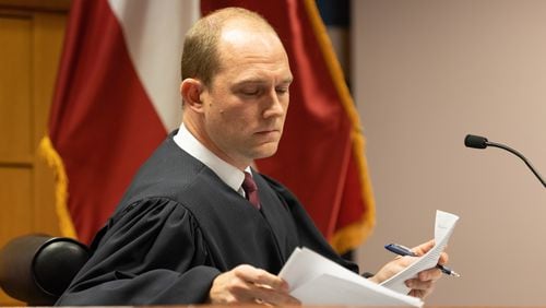 Fulton Superior Court Judge Scott McAfee attends a hearing at the Fulton County Courthouse in Atlanta on Wednesday, November 15, 2023. (Arvin Temkar/arvin.temkar@ajc.com)
