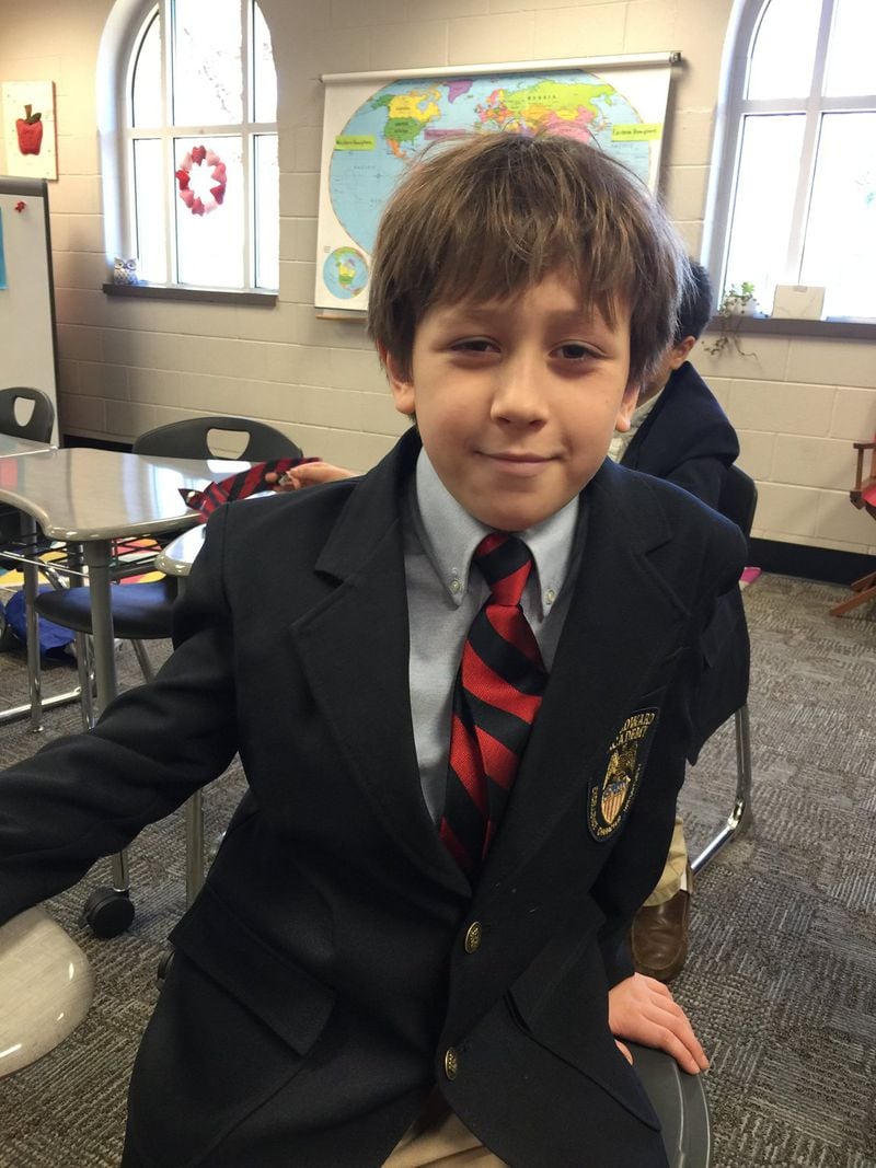 Gabriel Flores, 10, a fourth-grader at Woodward Academy private school 