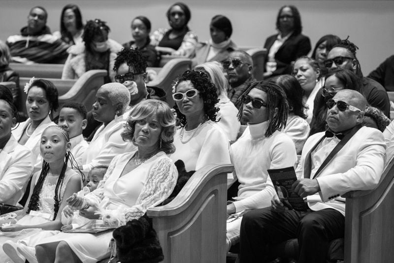Family members of Julian Reeder attend his funeral at Fountain of Faith Missionary Baptist Church in Riverdale in January.